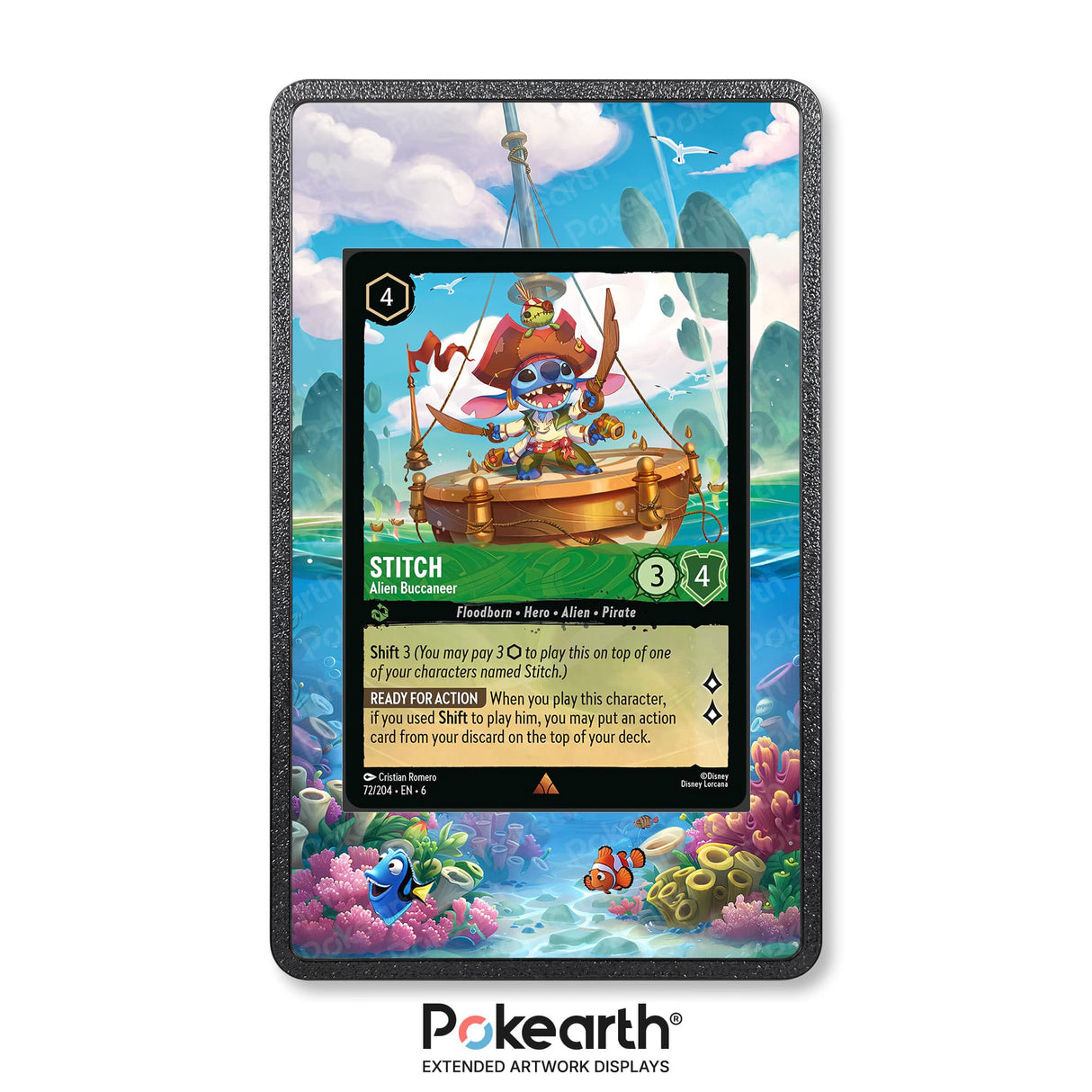 Stitch - Alien Buccaneer 72/204 - Custodia con Artwork Esteso per Carte Disney Lorcana - Display Case Extended Artwork Pokearth