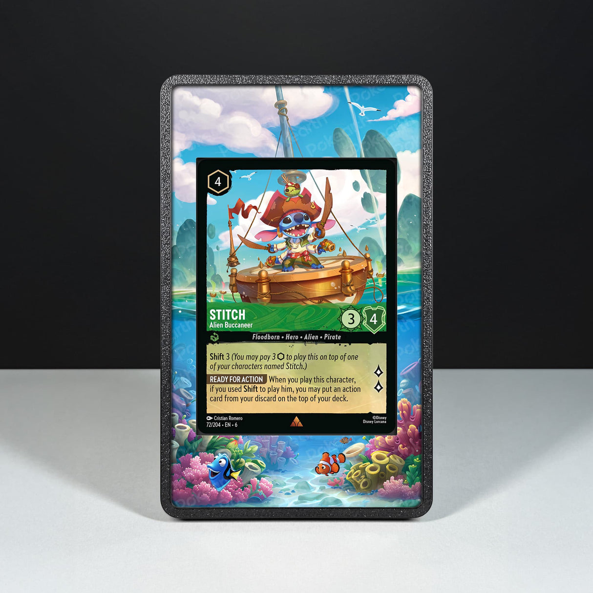Stitch - Alien Buccaneer 72/204 - Custodia con Artwork Esteso per Carte Disney Lorcana - Display Case Extended Artwork Pokearth