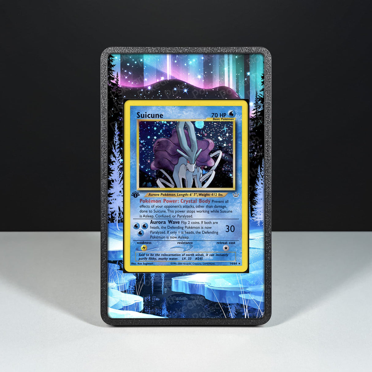 Suicune 14/64 - Custodia con Artwork Esteso per Carte Pokémon - Display Case Extended Artwork Pokearth