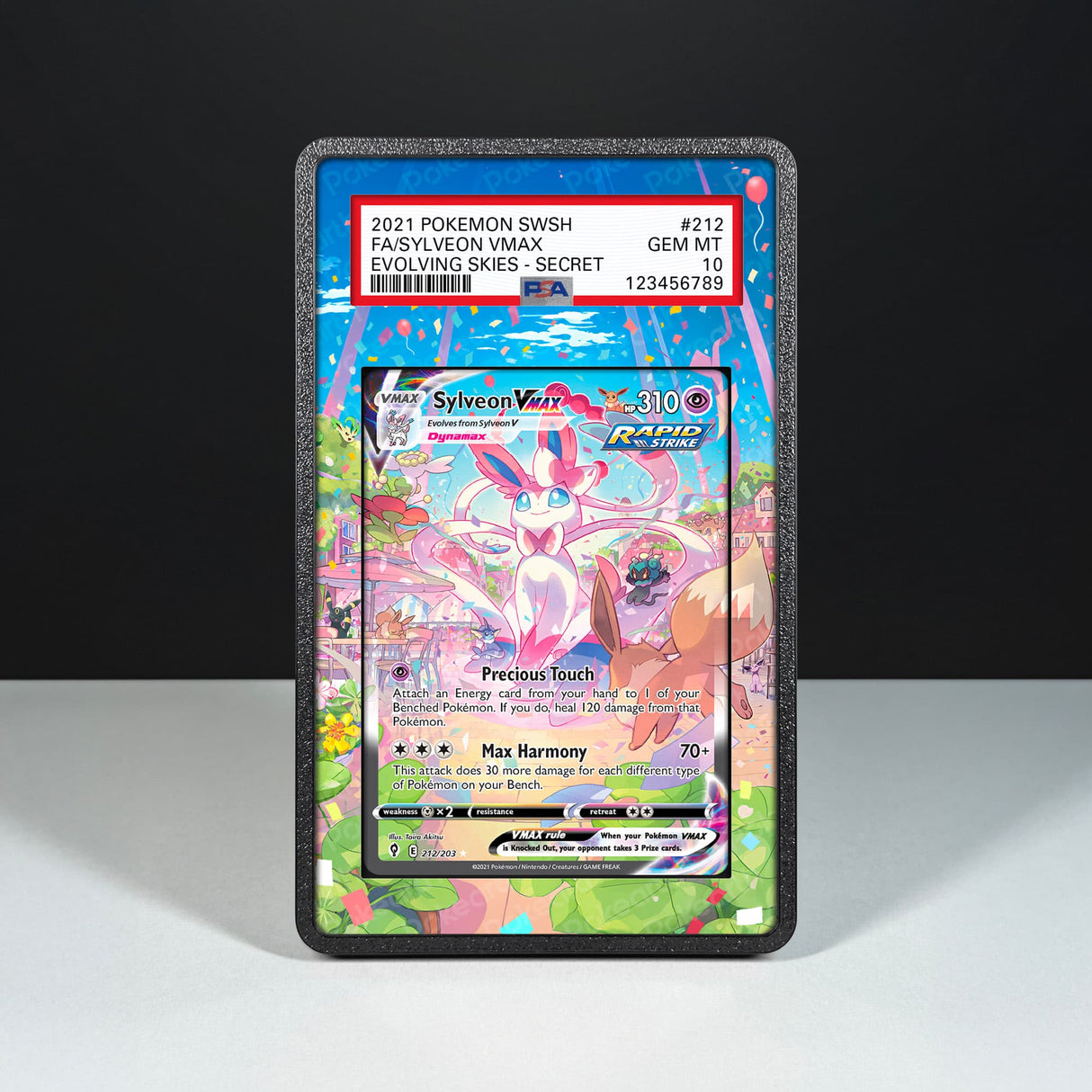 Sylveon VMAX 212/203 - Graded Card Extended Artwork Display Case - Display Case Extended Artwork Pokearth