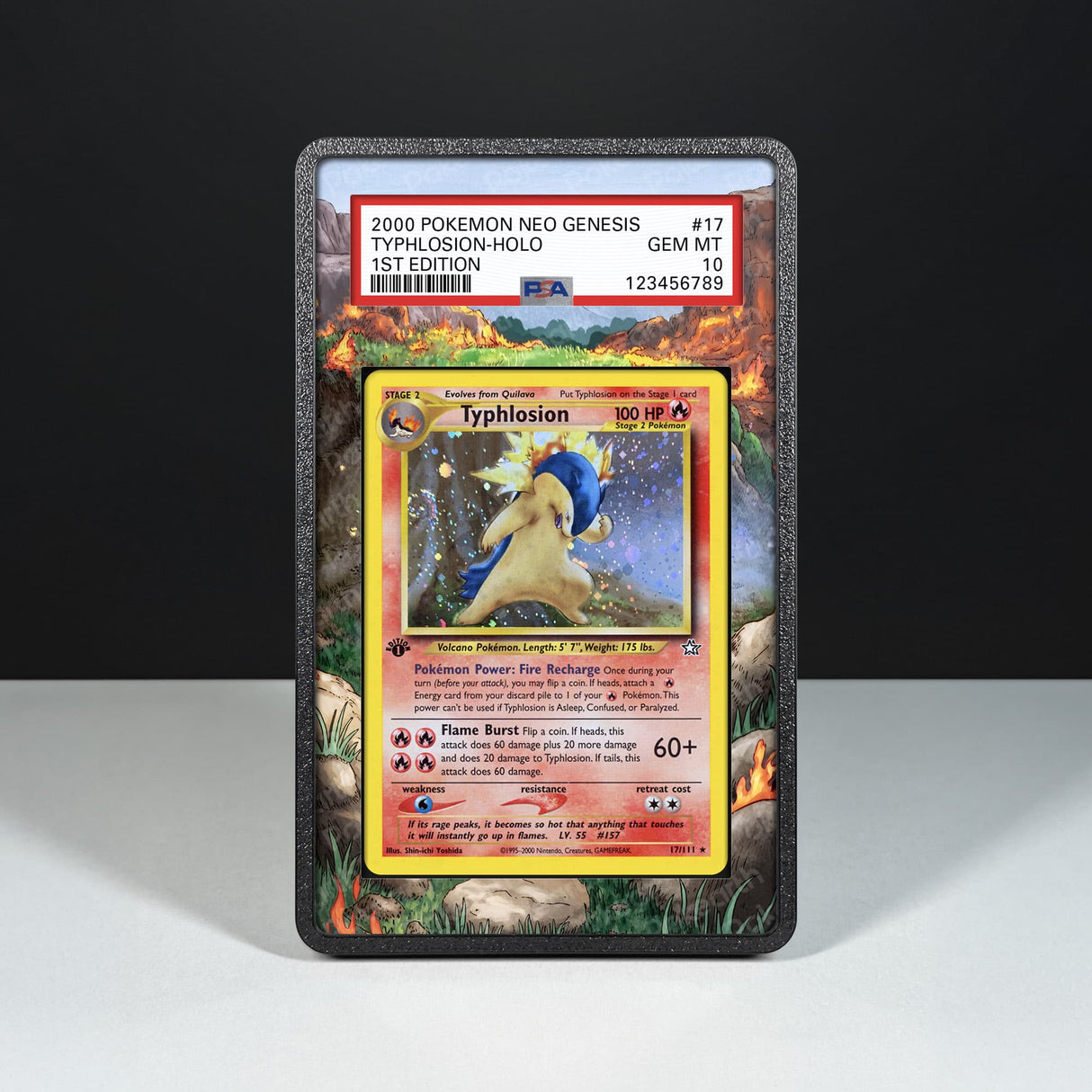Typhlosion 17/111 - Graded Card Extended Artwork Display Case - Display Case Extended Artwork Pokearth