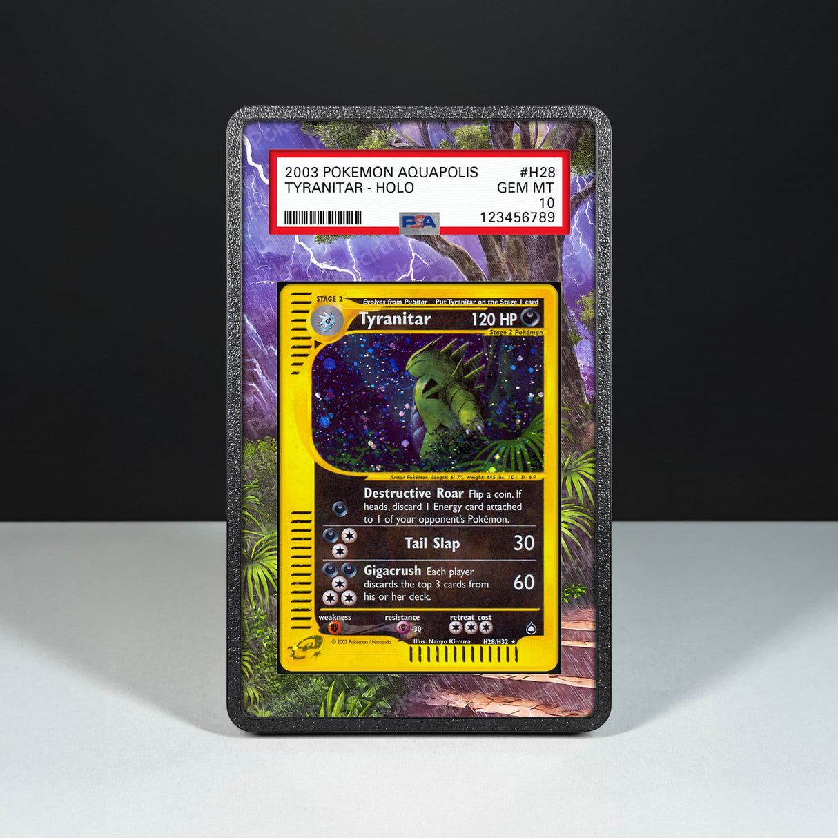 Tyranitar H28/H32 - Graded Card Extended Artwork Display Case - Display Case Extended Artwork Pokearth