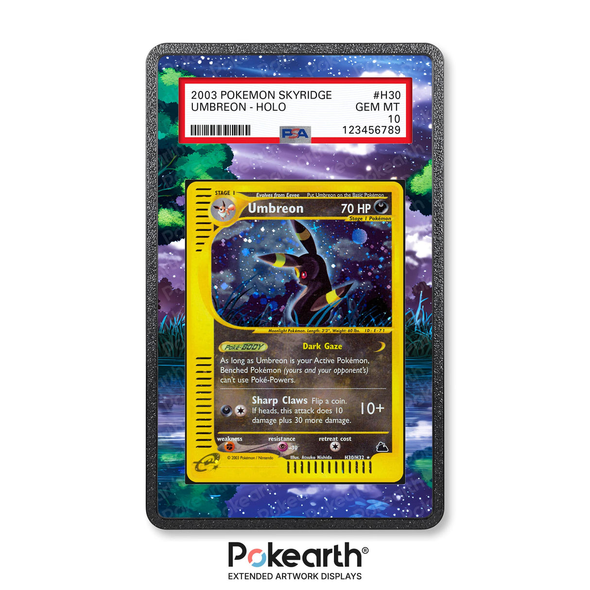 Umbreon H30/H32 - Custodia con Artwork Esteso per Carte Gradate - Display Case Extended Artwork Pokearth