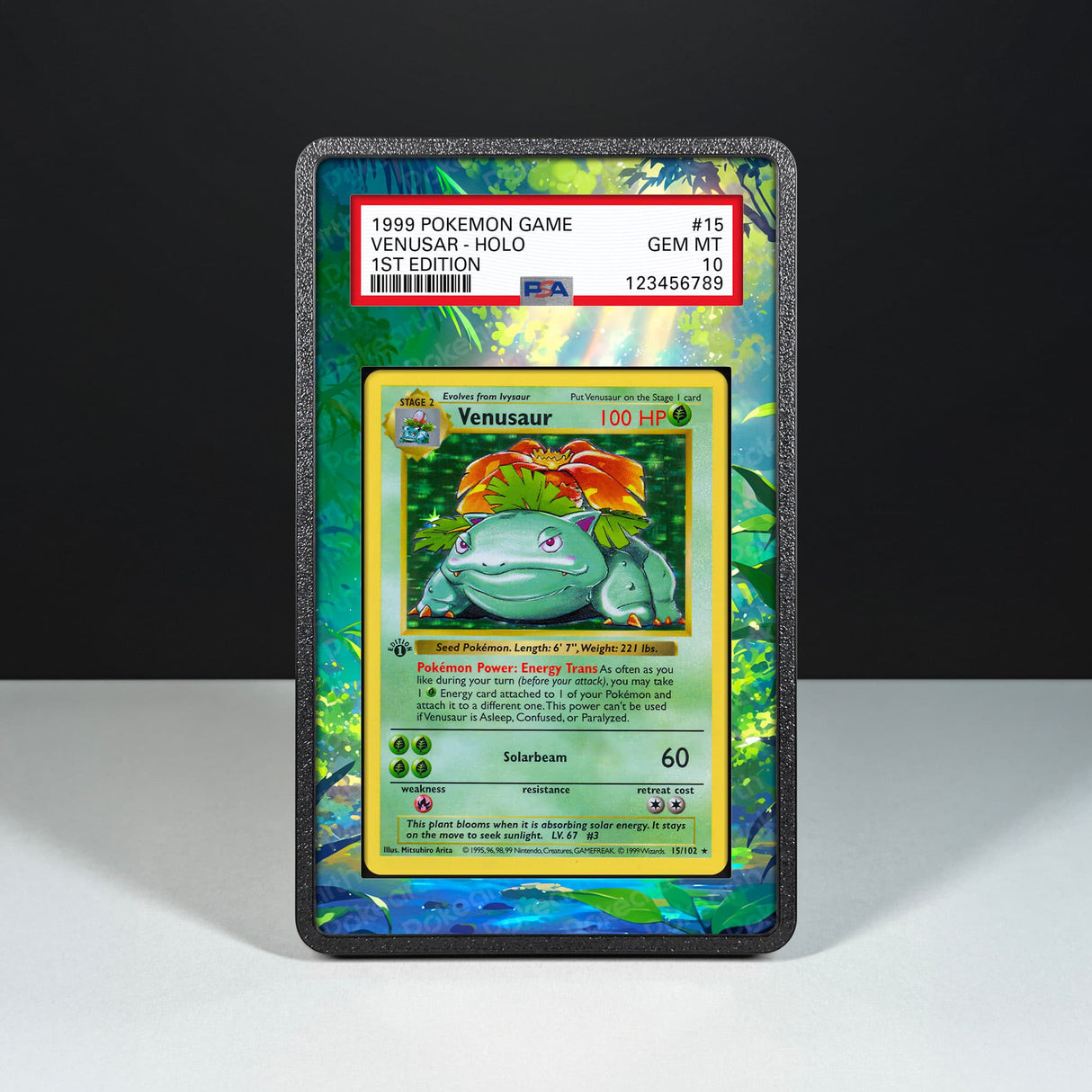 Venusaur 15/102 - Graded Card Extended Artwork Display Case - Display Case Extended Artwork Pokearth