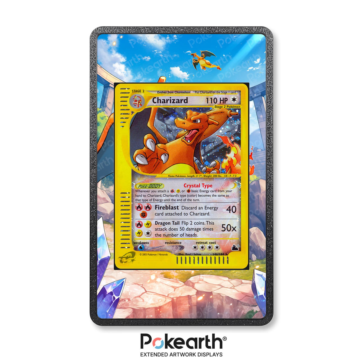 Charizard 146/144 - Custodia con Artwork Esteso per Carte Pokémon - Display Case Extended Artwork Pokearth