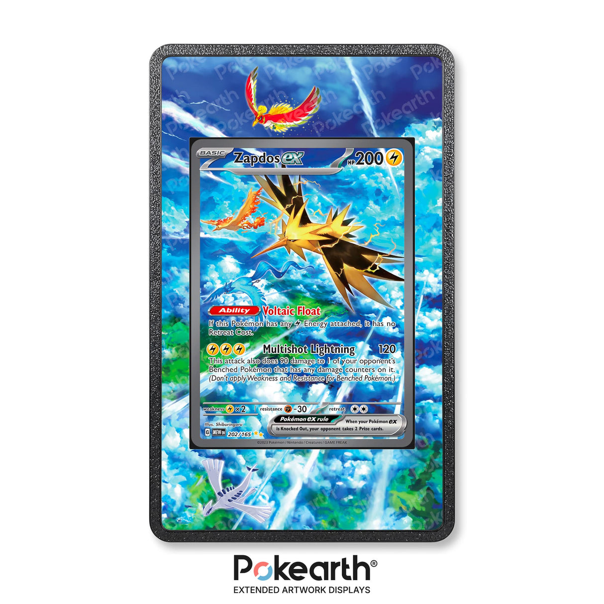 Zapdos ex 202/165 - Custodia con Artwork Esteso per Carte Pokémon - Display Case Extended Artwork Pokearth