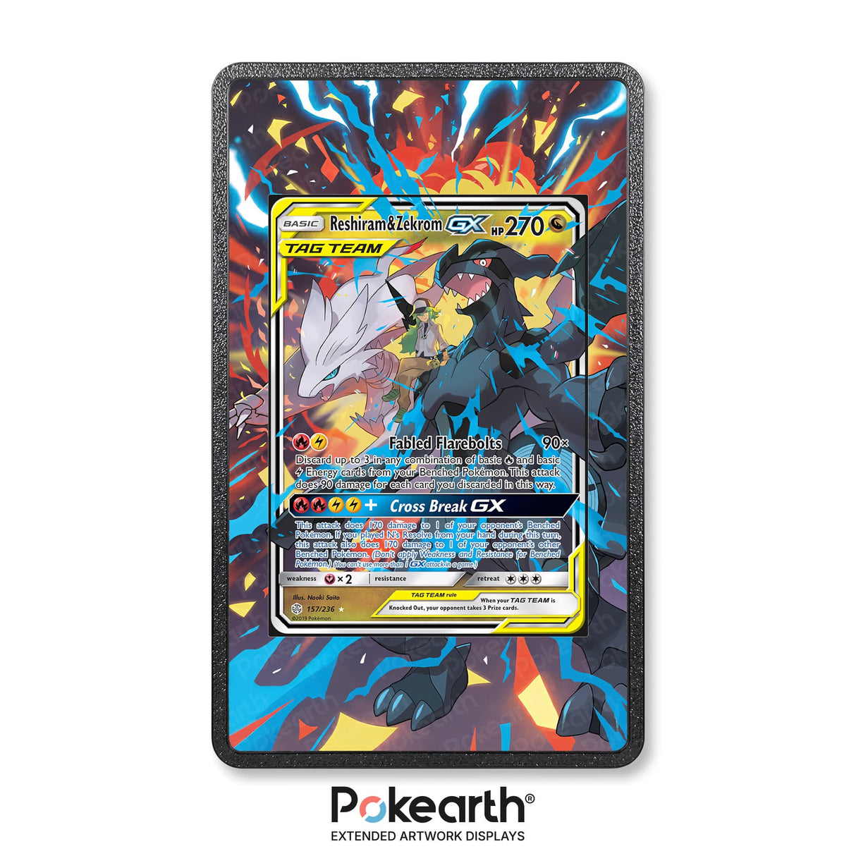 Reshiram & Zekrom GX 157/236 - Custodia con Artwork Esteso per Carte Pokémon - Display Case Extended Artwork Pokearth