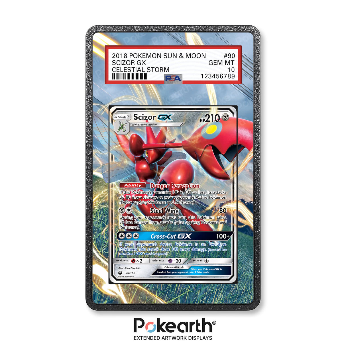 Scizor GX 90/168 - Graded Card Extended Artwork Display Case - Display Case Extended Artwork Pokearth