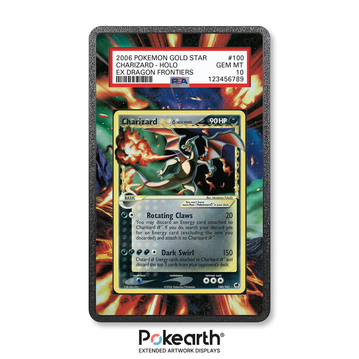 Charizard Gold Star Delta Species 100/101 - Graded Card Extended Artwork Display Case - Display Case Extended Artwork Pokearth