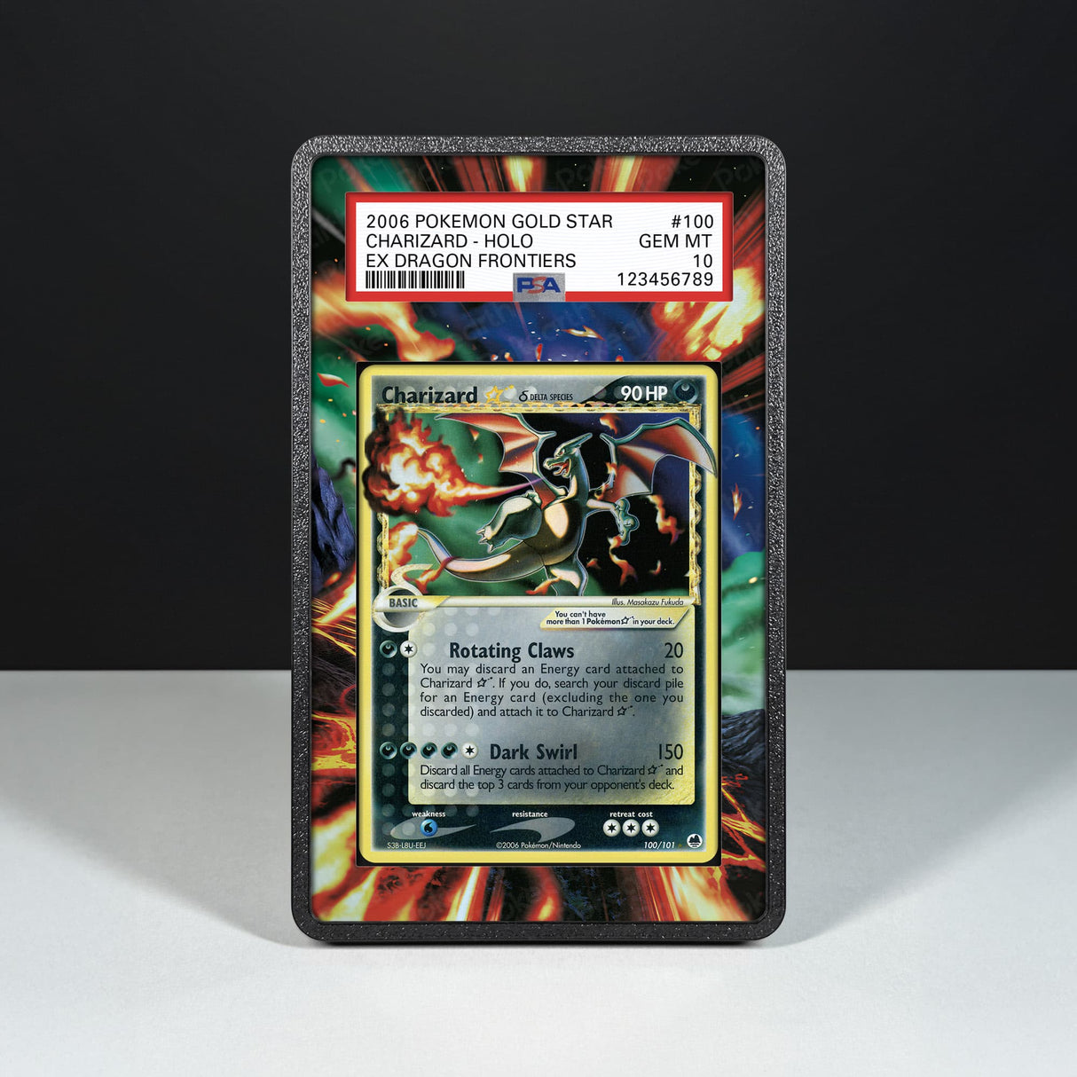 Charizard Gold Star Delta Species 100/101 - Graded Card Extended Artwork Display Case - Display Case Extended Artwork Pokearth
