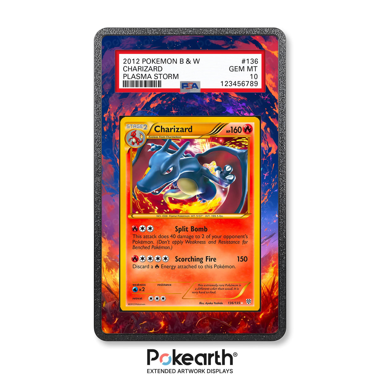 Charizard 136/135 - Graded Card Extended Artwork Display Case - Display Case Extended Artwork Pokearth