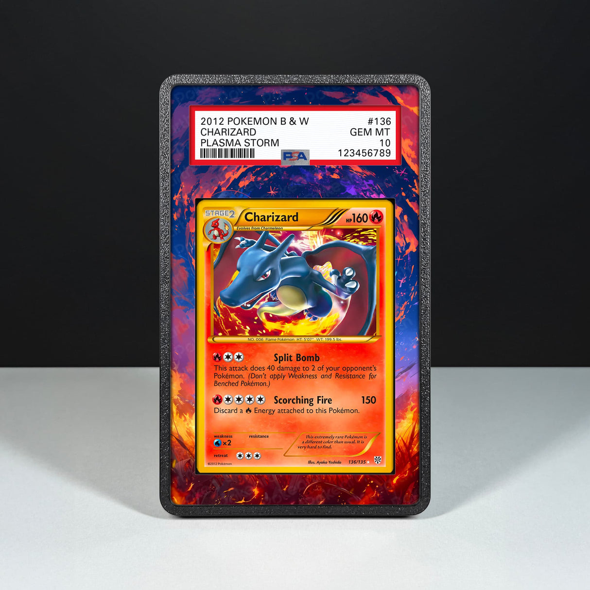 Charizard 136/135 - Graded Card Extended Artwork Display Case - Display Case Extended Artwork Pokearth