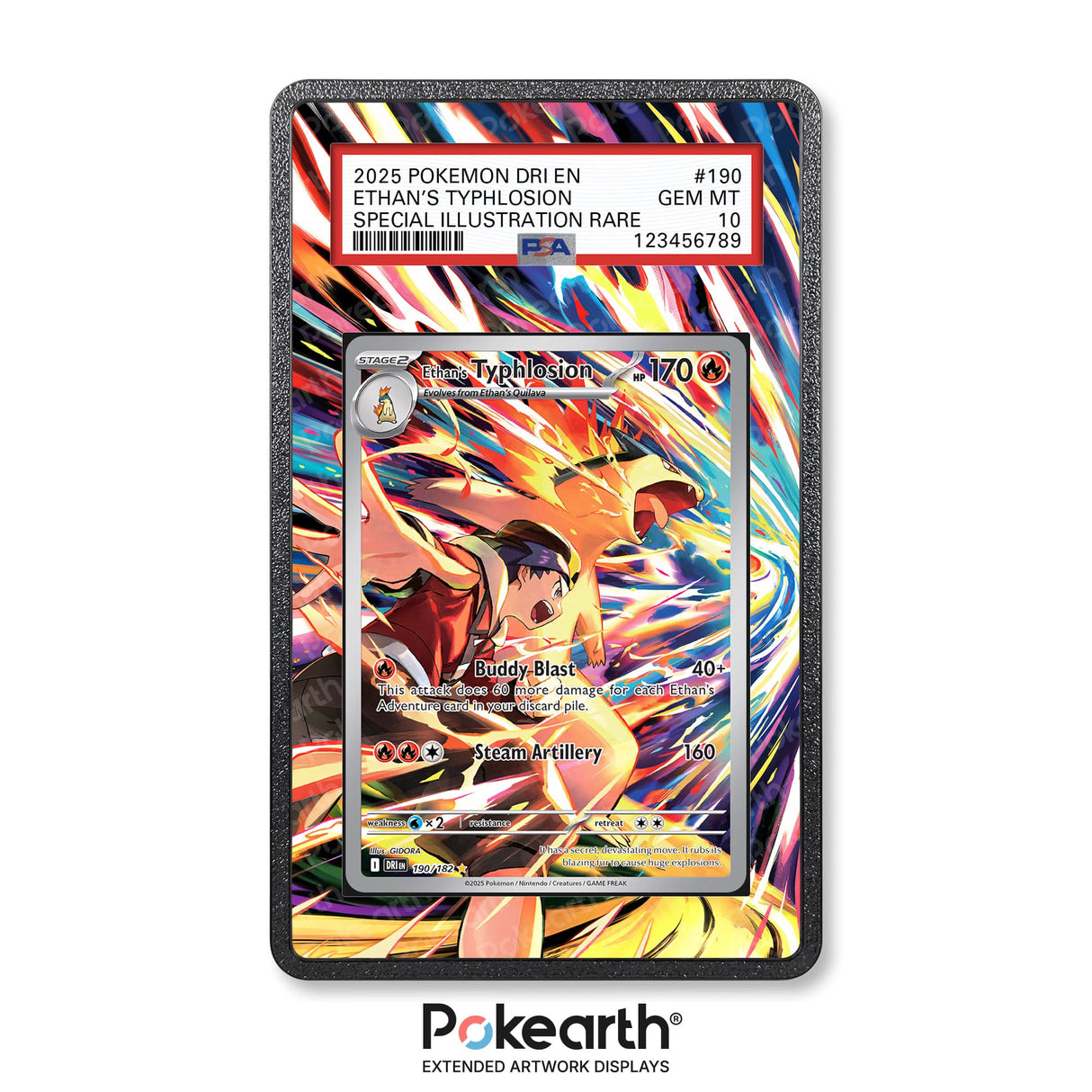 Ethan's Typhlosion 190/182 - Graded Card Extended Artwork Display Case - Display Case Extended Artwork Pokearth