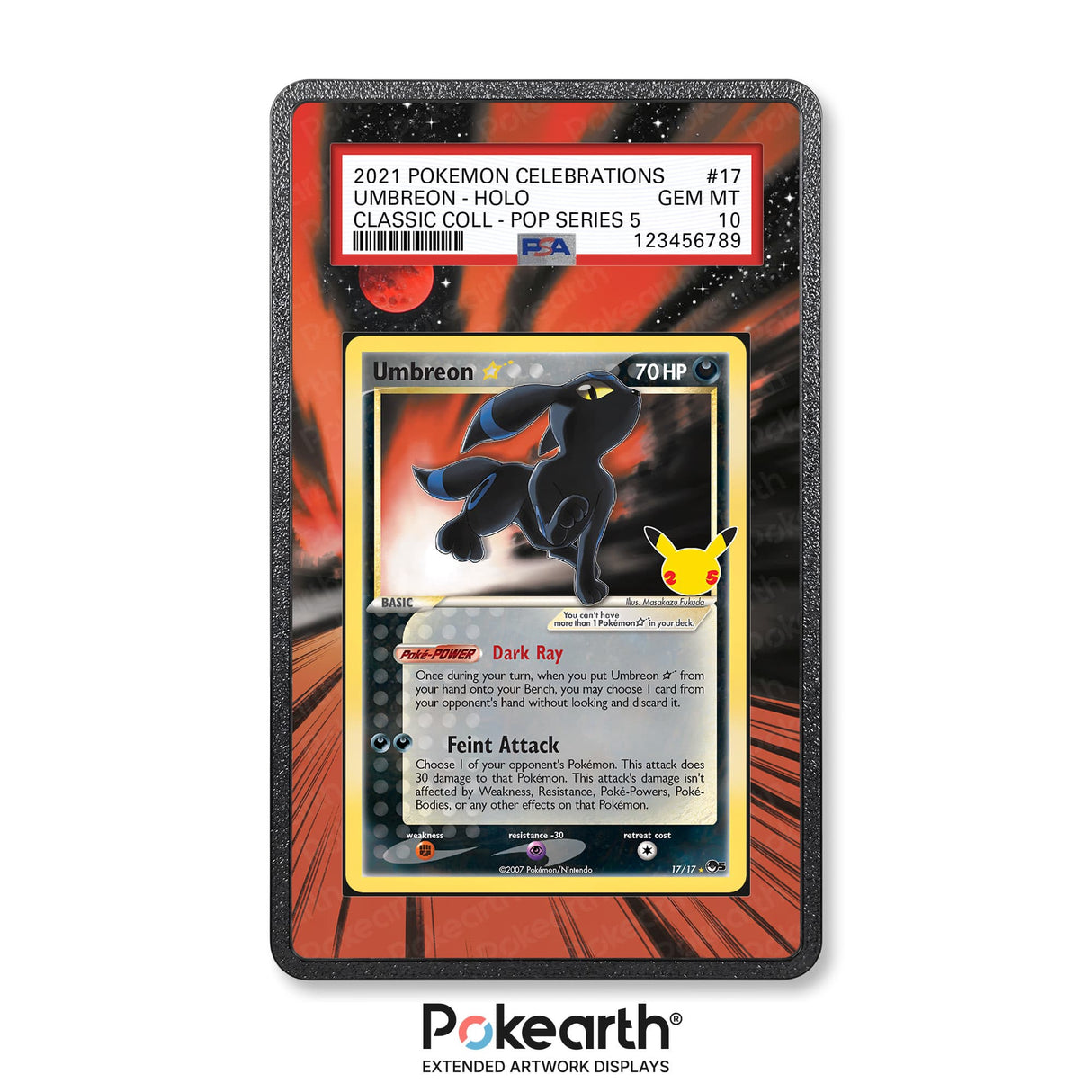 Umbreon Gold Star 17/17 - Graded Card Extended Artwork Display Case - Display Case Extended Artwork Pokearth