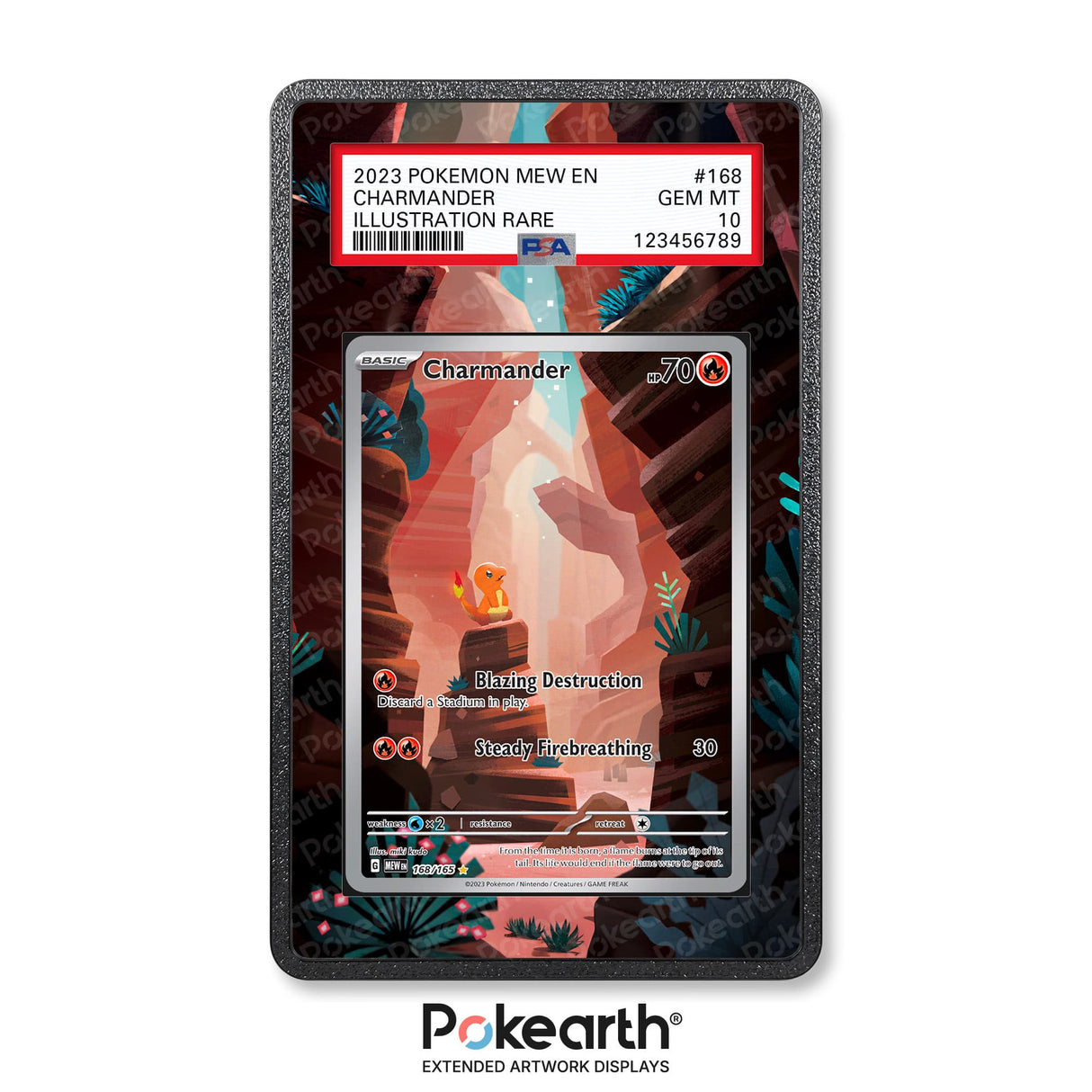 Charmander 168/165 - Graded Card Extended Artwork Display Case - Display Case Extended Artwork Pokearth