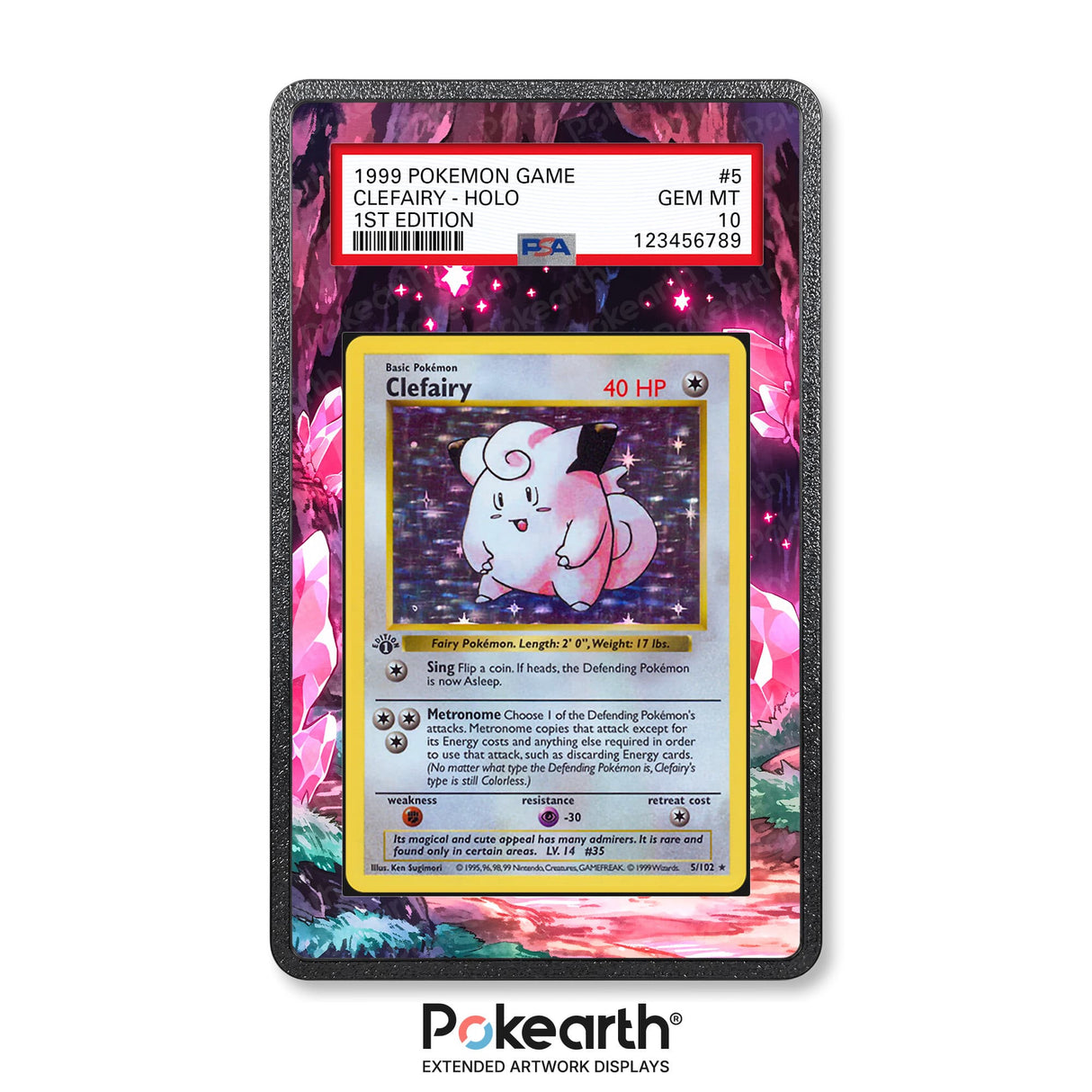 Clefairy 5/102 - Graded Card Extended Artwork Display Case - Display Case Extended Artwork Pokearth
