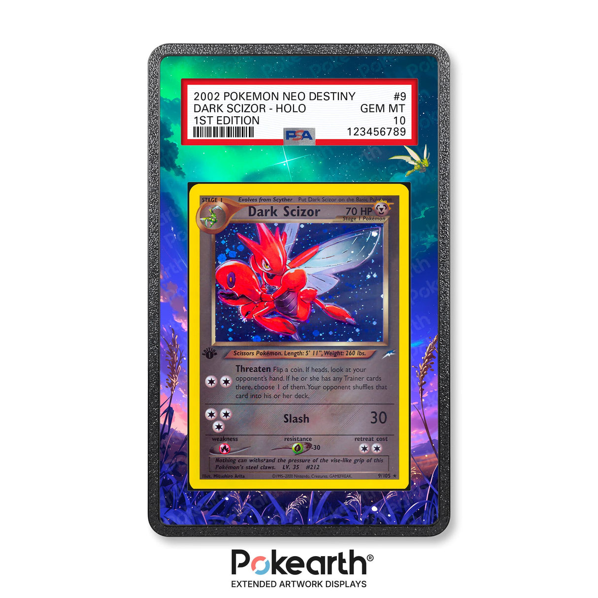 Dark Scizor 9/105 - Graded Card Extended Artwork Display Case - Display Case Extended Artwork Pokearth