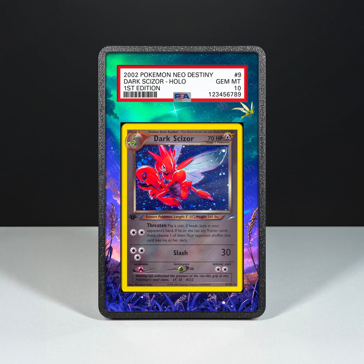 Dark Scizor 9/105 - Graded Card Extended Artwork Display Case - Display Case Extended Artwork Pokearth