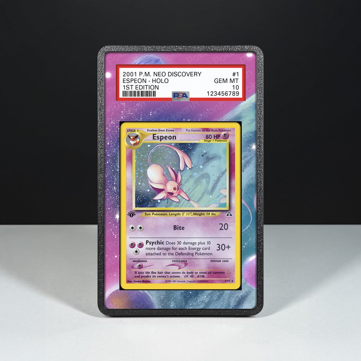 Espeon 1/75 - Graded Card Extended Artwork Display Case - Display Case Extended Artwork Pokearth