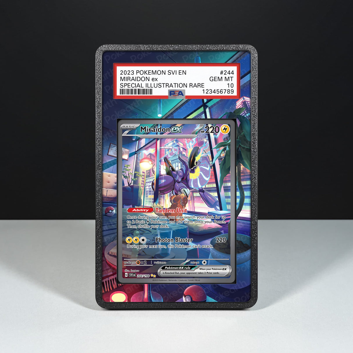 Miraidon ex 244/198 - Graded Card Extended Artwork Display Case - Display Case Extended Artwork Pokearth