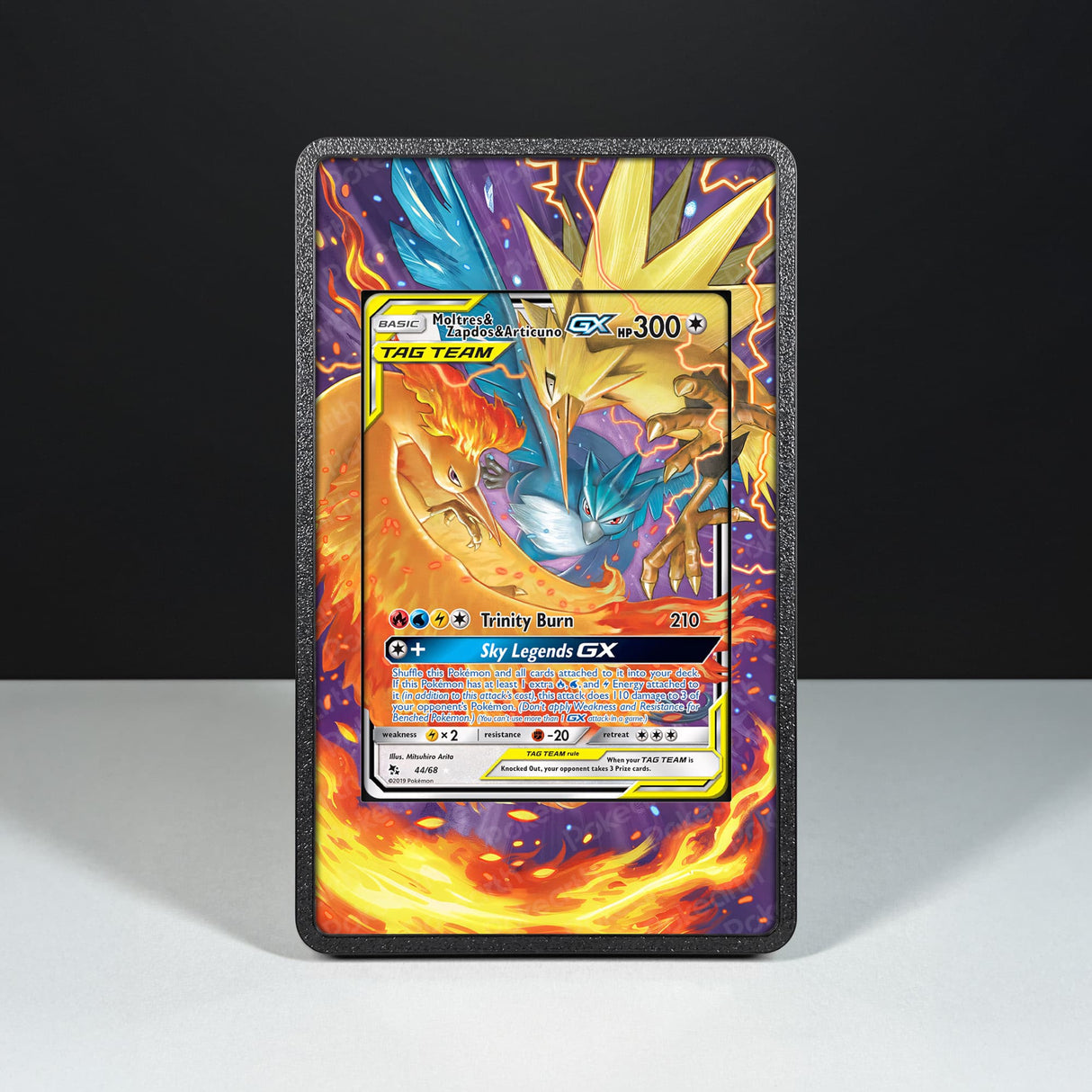 Moltres & Zapdos & Articuno GX 44/68 - Custodia con Artwork Esteso per Carte Pokémon - Display Case Extended Artwork Pokearth