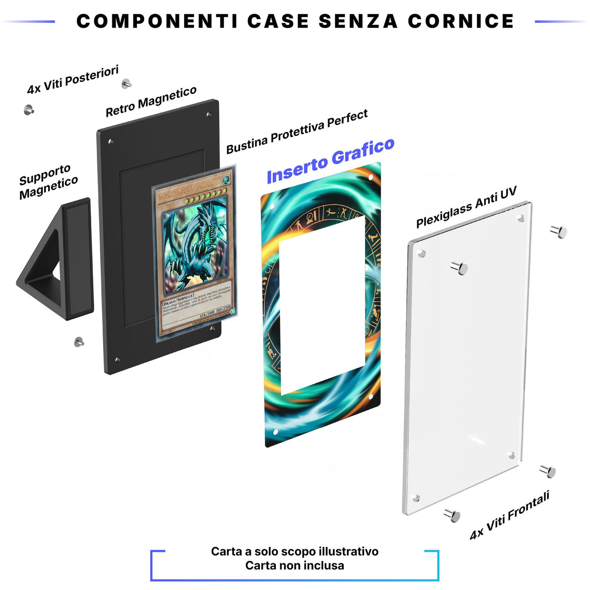 Drago Bianco Occhi Blu 001 - Custodia con Artwork Esteso per Carte Yu-Gi-Oh! - Display Case Extended Artwork Pokearth