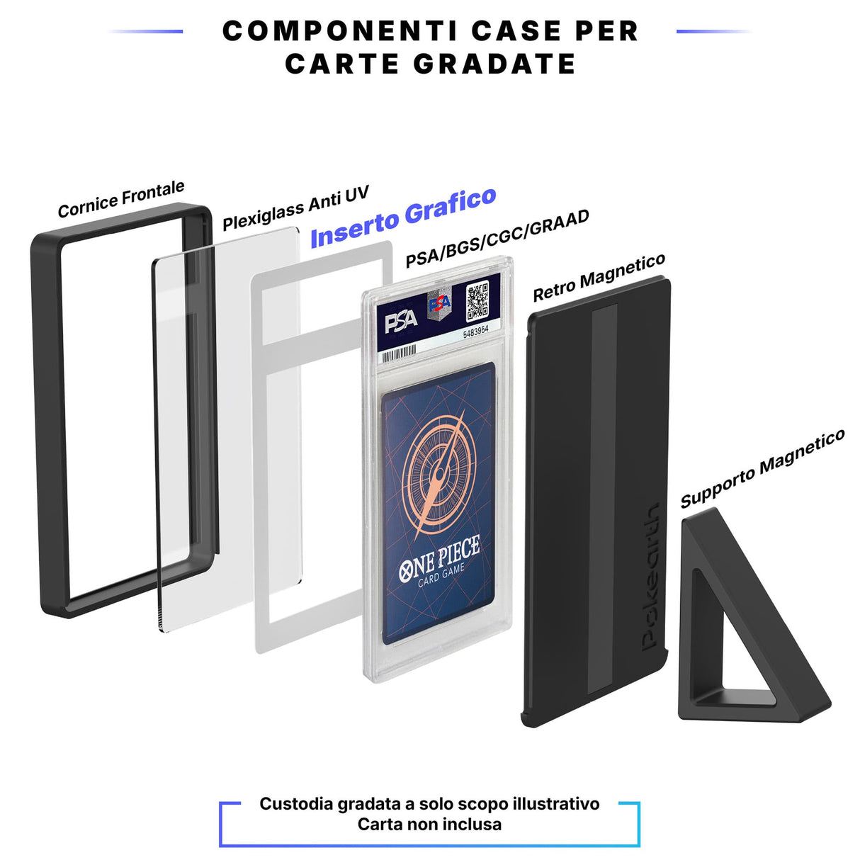 Custodia con Artwork Esteso per Carte Gradate - Display Case Extended Artwork Pokearth