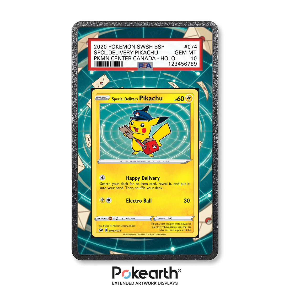 Special Delivery Pikachu SWSH074 - Custodia con Artwork Esteso per Carte Gradate