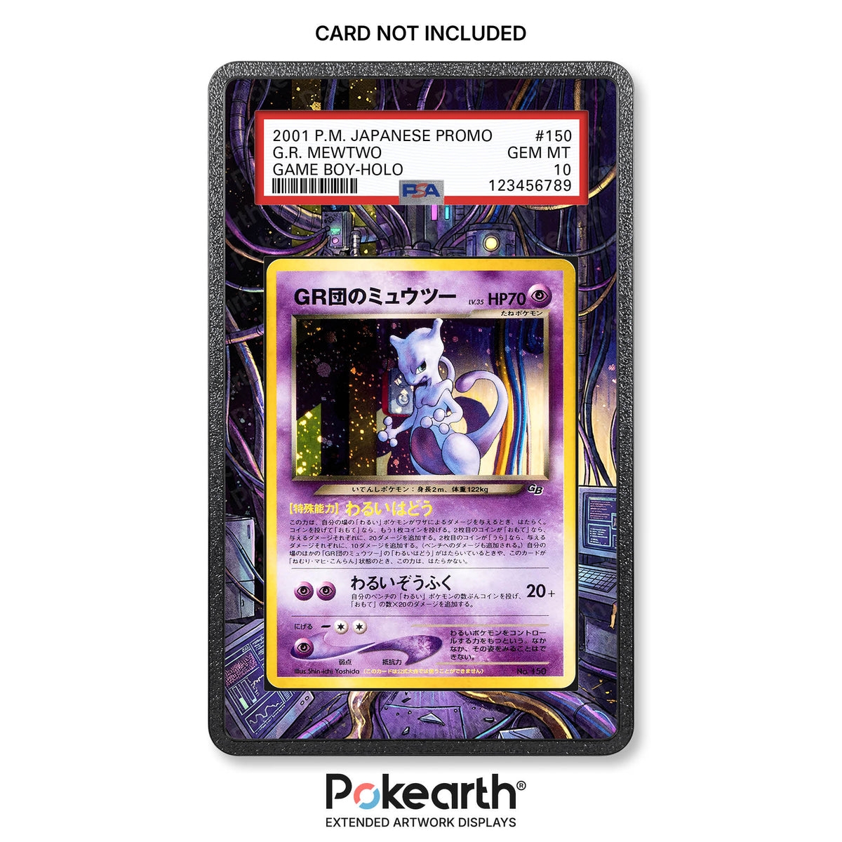 Great Rocket's Mewtwo No. 150 - Graded Card Extended Artwork Display Case