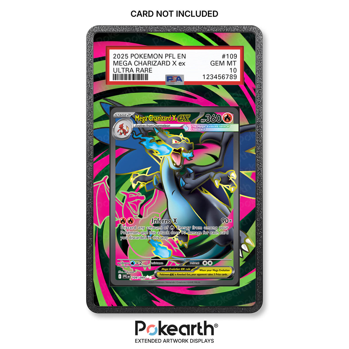 Mega Charizard X ex 109/094 - Custodia con Artwork Esteso per Carte Gradate