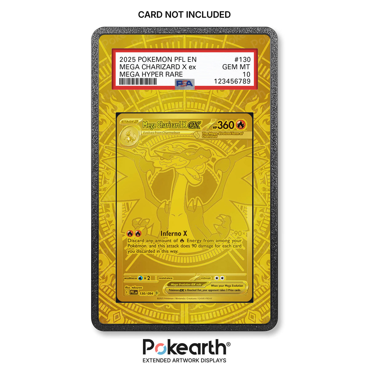 Mega Charizard X ex 130/094 - Custodia con Artwork Esteso per Carte Gradate