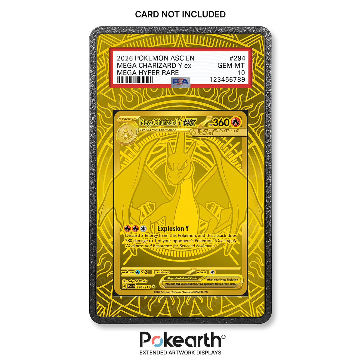 Mega Glurak Y ex 294/217 - Gradierte Kartenhülle mit erweitertem Artwork