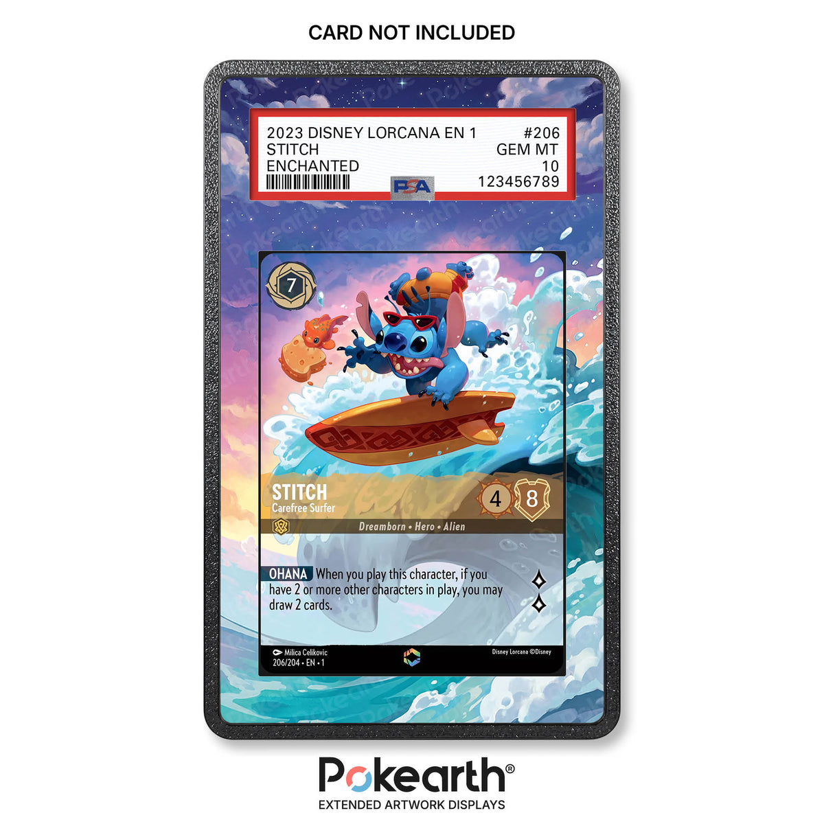 Stitch - Carefree Surfer 206/204 Enchanted - Graded Card Extended Artwork Display Case