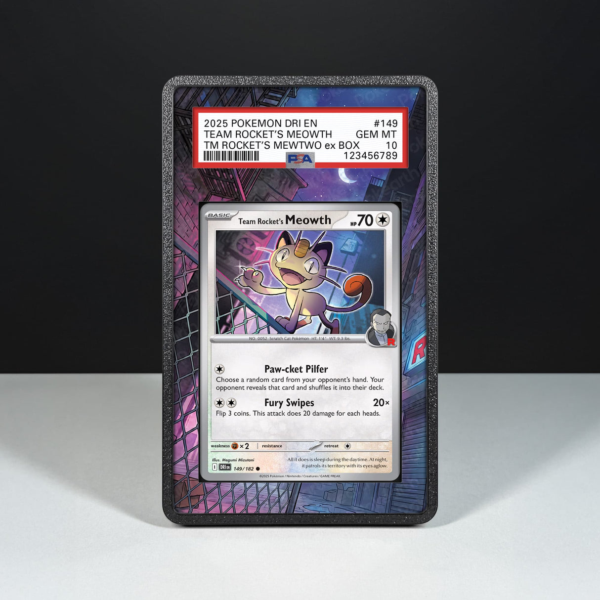 Team Rocket's Mauzi 149/182 - Erweiterter Artwork-Halter für benotete Karten