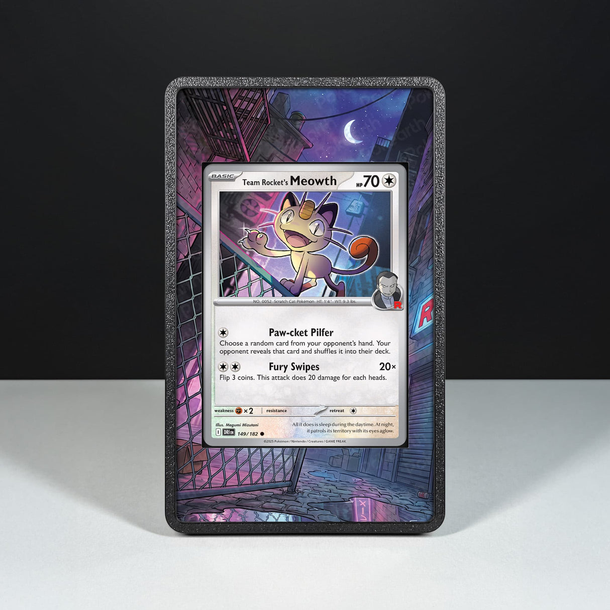 Team Rocket's Meowth 149/182 - Pokémon Extended Artwork Display Case