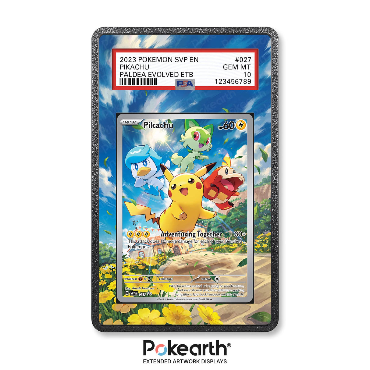 Pikachu SVP 027 - Custodia con Artwork Esteso per Carte Gradate