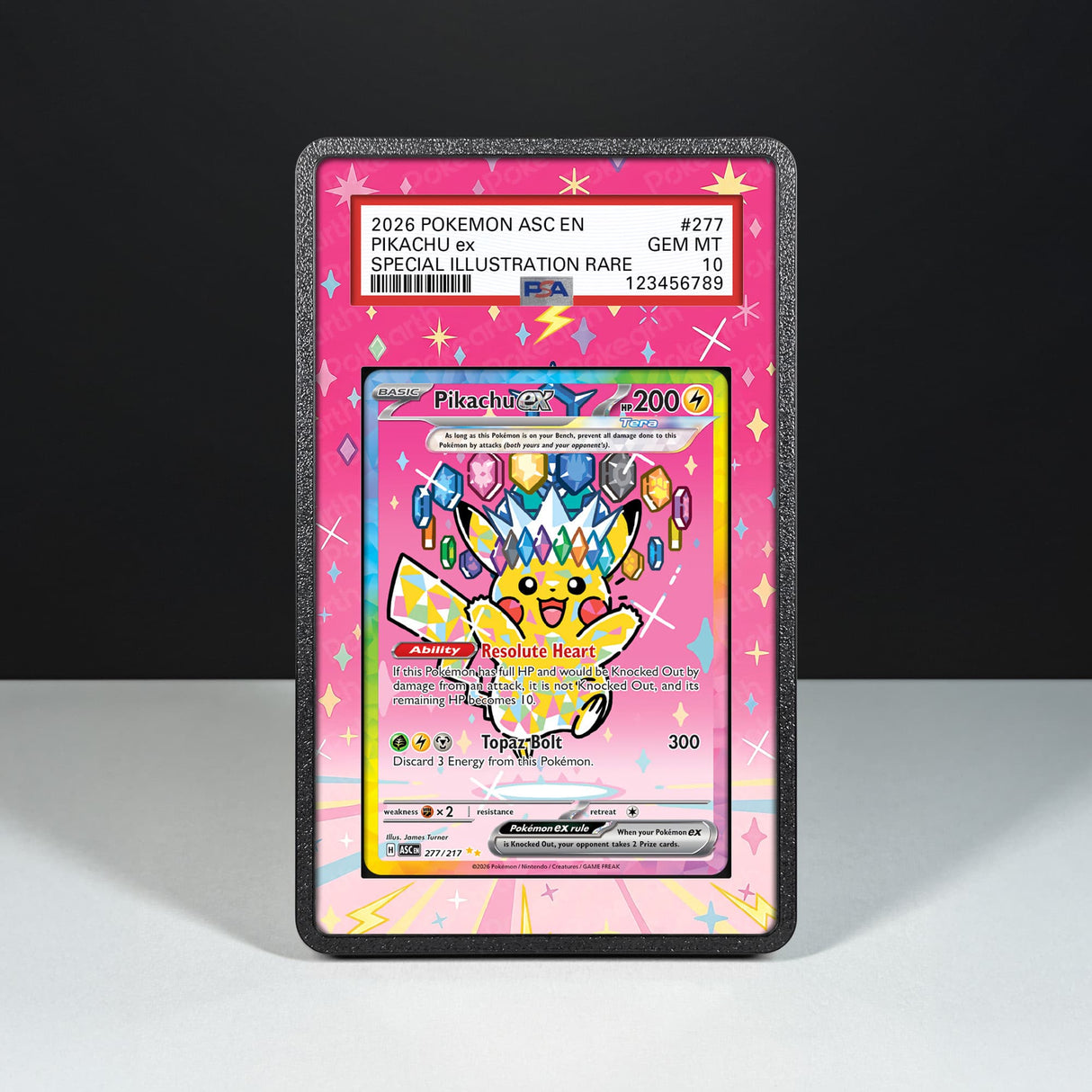 Pikachu ex 277/217 - Custodia con Artwork Esteso per Carte Gradate