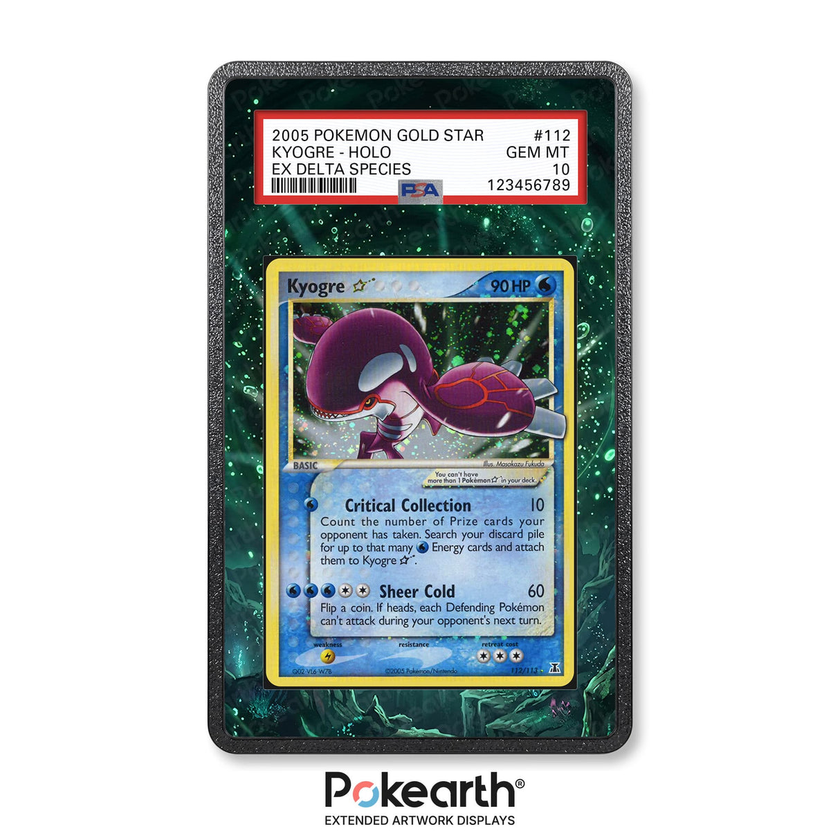 Kyogre 112/113 Gold Star - Graded Card Extended Artwork Display Case - Display Case Extended Artwork Pokearth