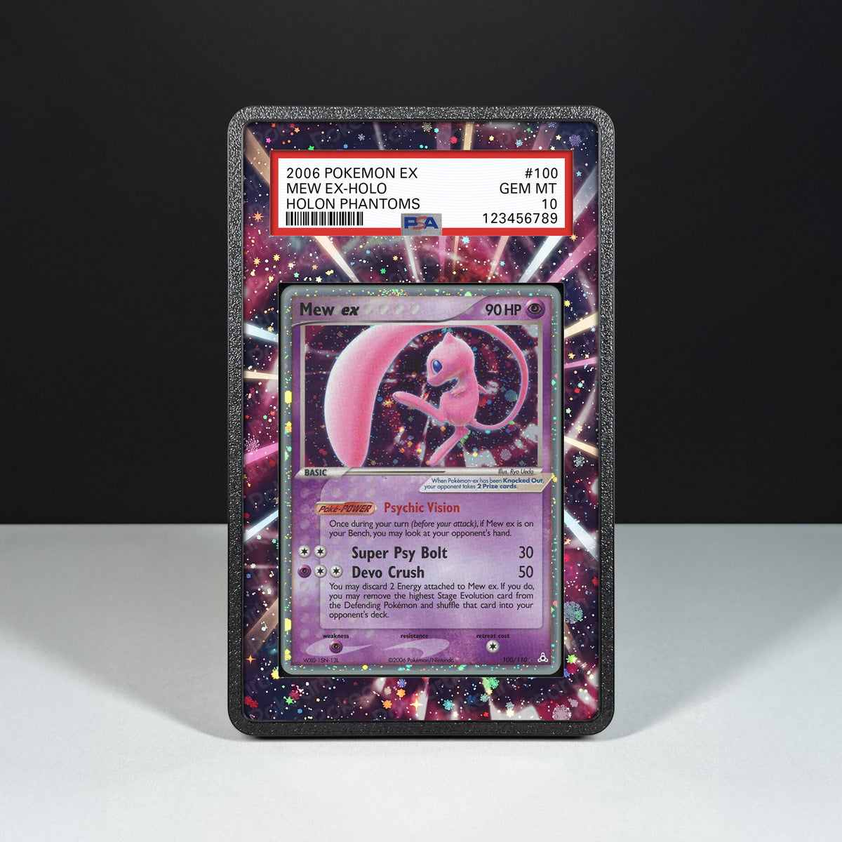 Mew ex 100/110 - Case mit erweitertem Artwork für gegradete Karten