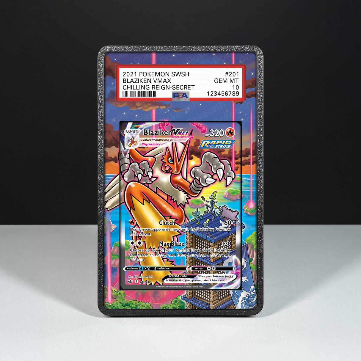 Blaziken VMAX 201/198 - Graded Card Extended Artwork Display Case - Display Case Extended Artwork Pokearth