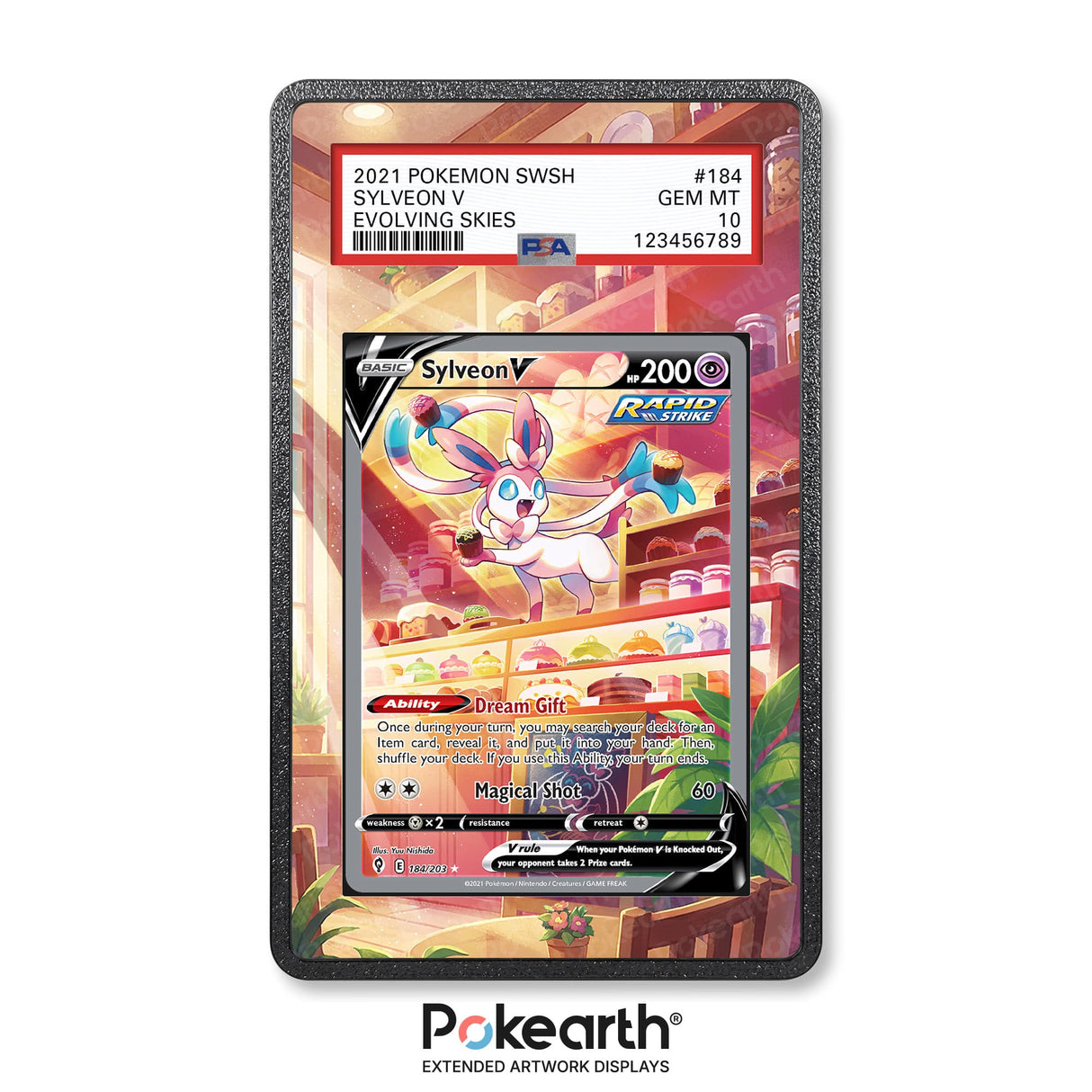 Sylveon V 184/203 - Graded Card Extended Artwork Display Case - Display Case Extended Artwork Pokearth
