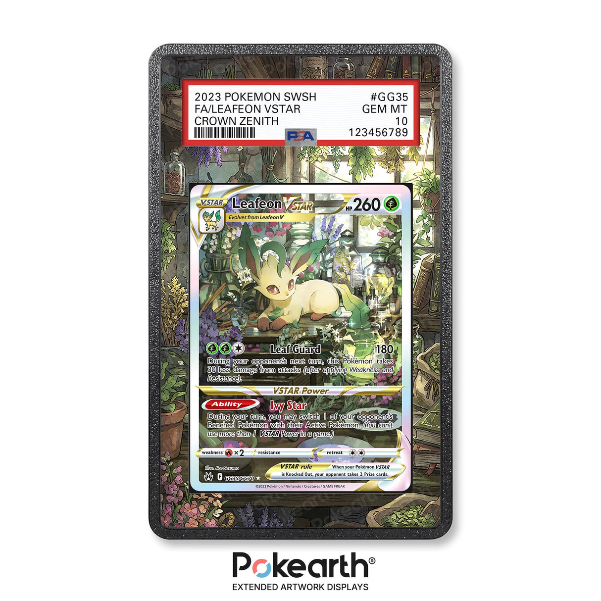 Leafeon VSTAR GG35/GG70 - Graded Card Extended Artwork Display Case - Display Case Extended Artwork Pokearth