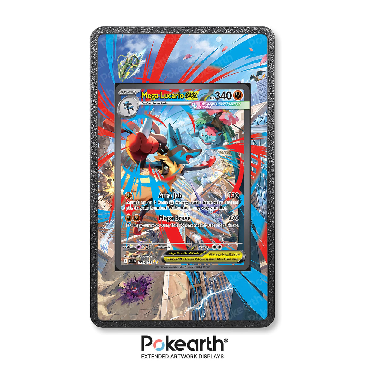 Mega Lucario ex 179/132 - Custodia con Artwork Esteso per Carte Pokémon - Display Case Extended Artwork Pokearth
