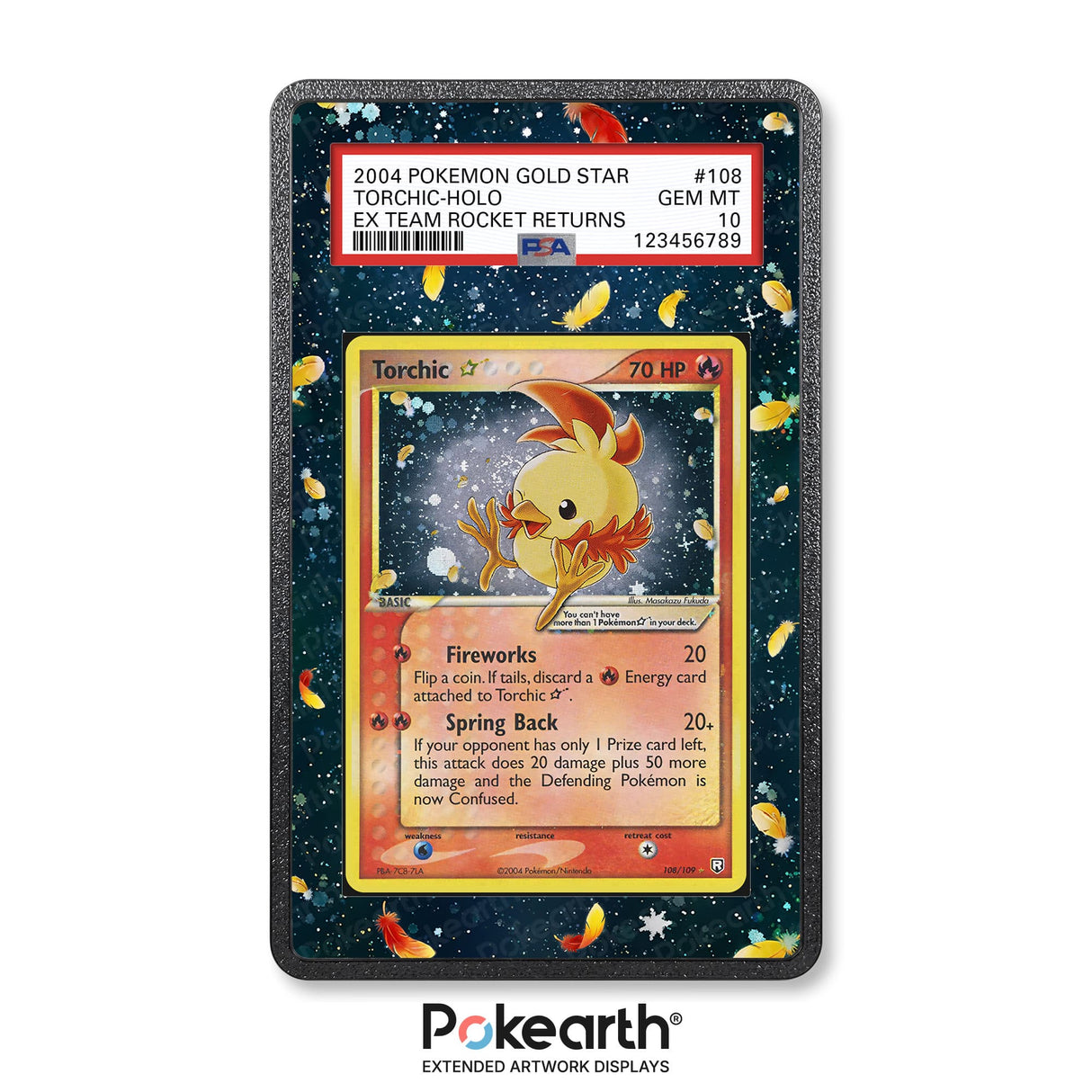 Torchic Gold Star 108/109 - Graded Card Extended Artwork Display Case - Display Case Extended Artwork Pokearth