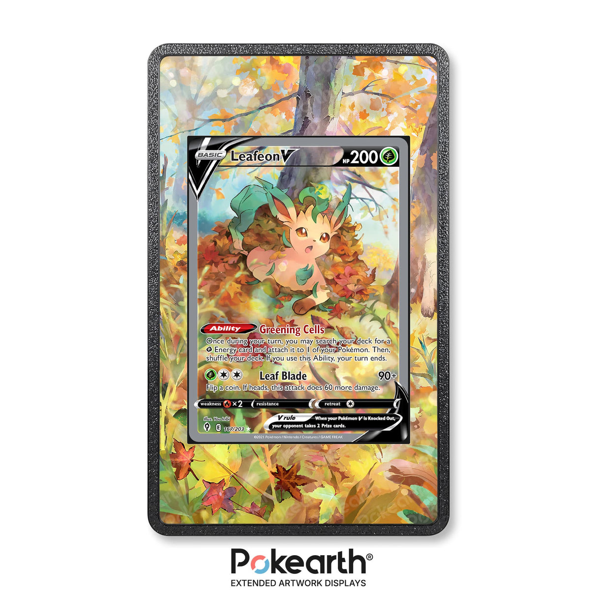 Leafeon V 167/203 - Custodia con Artwork Esteso per Carte Pokémon - Display Case Extended Artwork Pokearth