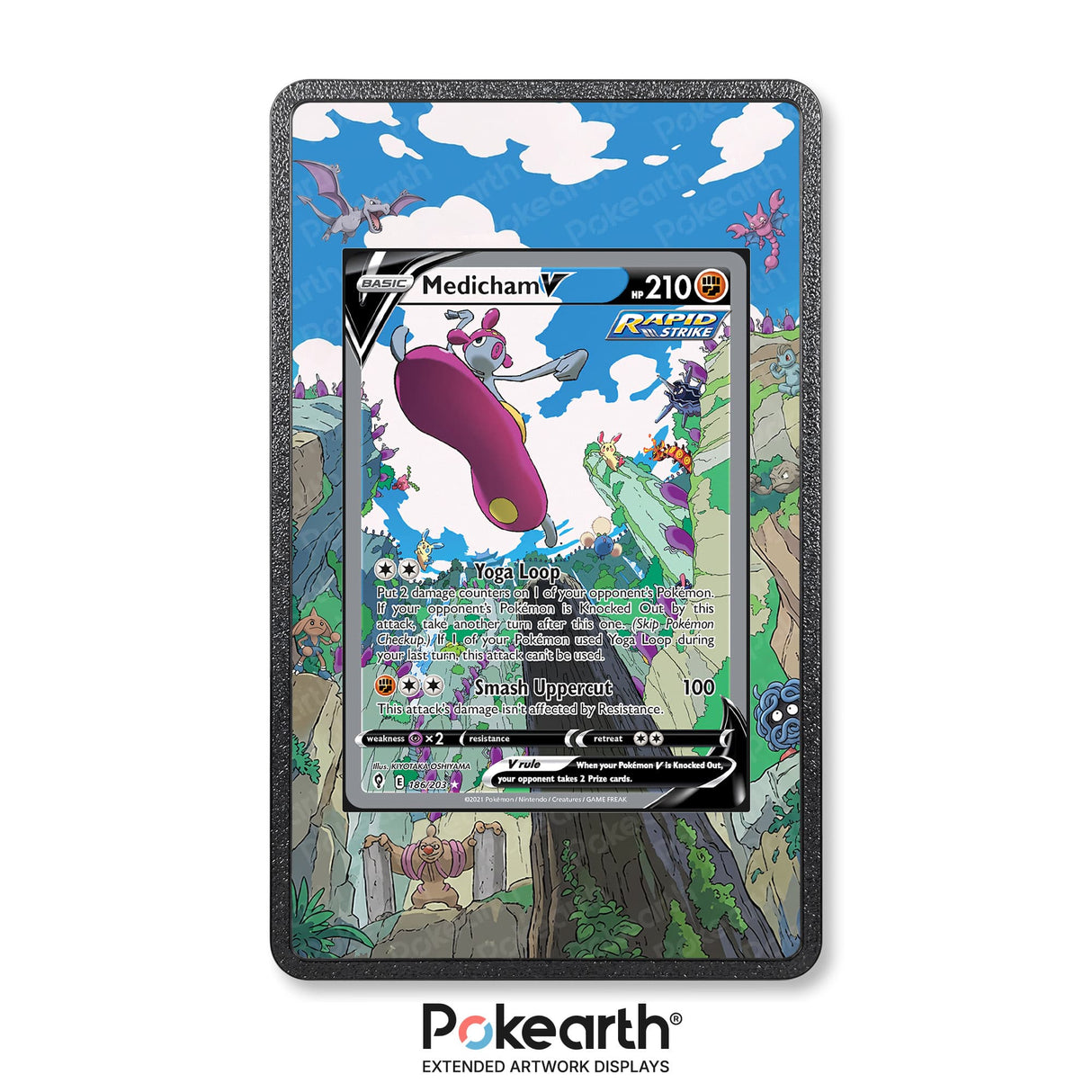 Medicham V 186/203 - Custodia con Artwork Esteso per Carte Pokémon - Display Case Extended Artwork Pokearth