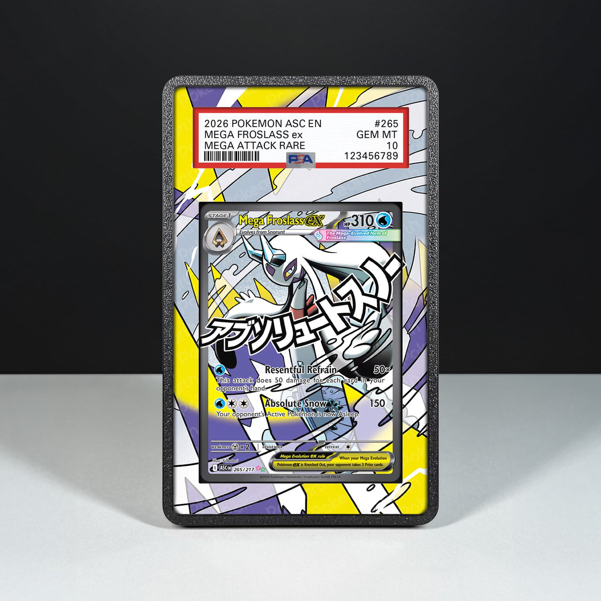 Mega Froslass ex 265/217 - Graded Card Extended Artwork Display Case - Display Case Extended Artwork Pokearth