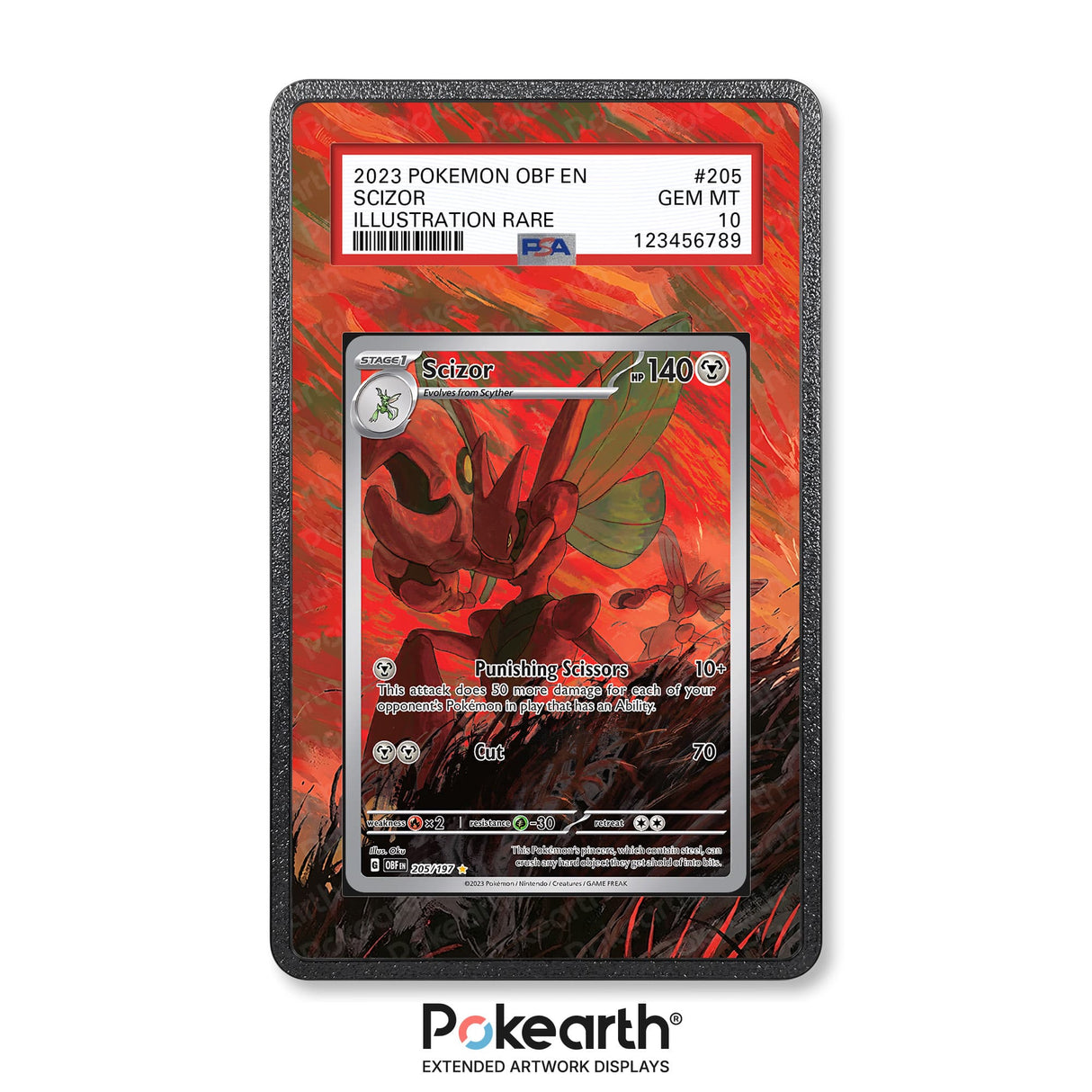 Scizor 205/197 - Graded Card Extended Artwork Display Case - Display Case Extended Artwork Pokearth