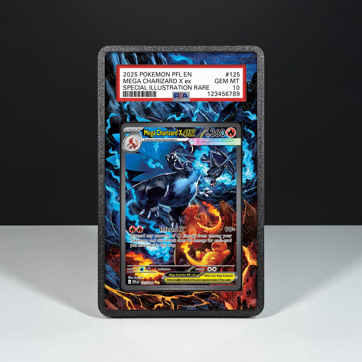 Mega Charizard X ex 125/094 - Graded Card Extended Artwork Display Case - Display Case Extended Artwork Pokearth