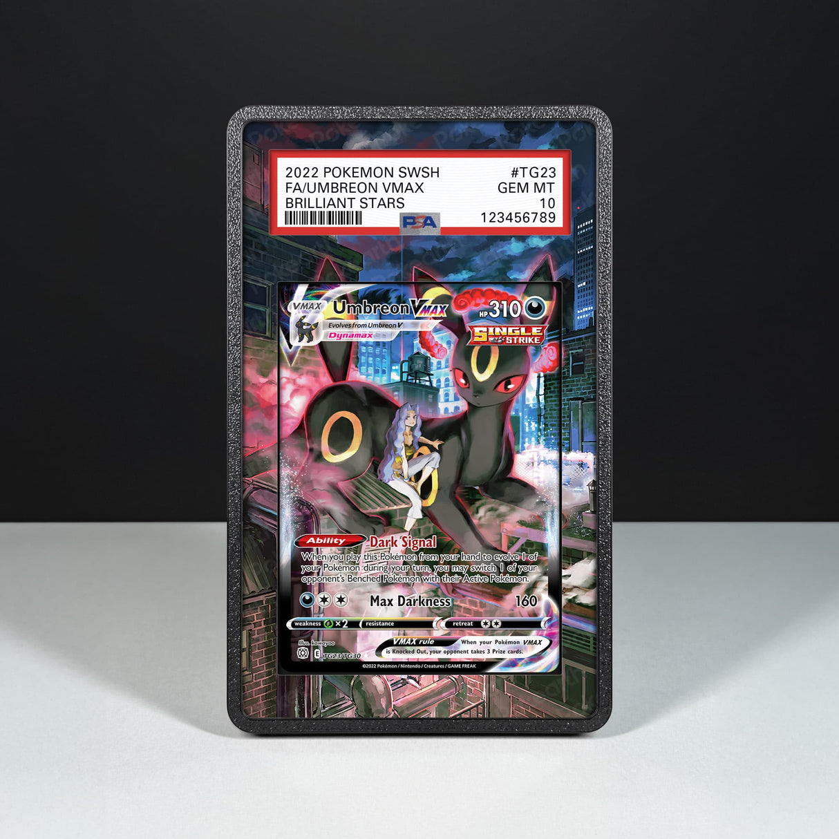 Umbreon VMAX TG23/TG30 - Custodia con Artwork Esteso per Carte Gradate - Display Case Extended Artwork Pokearth
